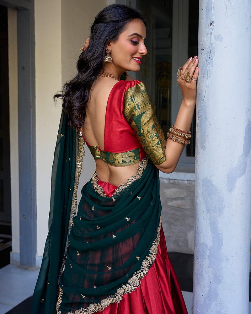 Red Color Narayan Pattu Silk Designer Lehenga Choli