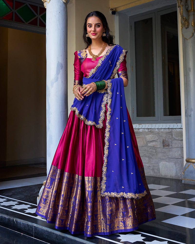 Pink Color Narayan Pattu Silk Designer Lehenga Choli