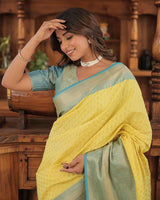 Yellow Color Kanjivaram Soft Silk Saree