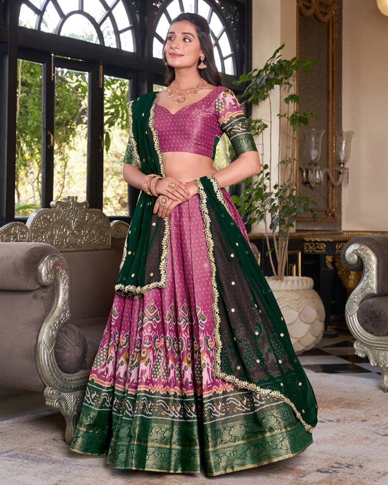 Pink Color Kanchipuram Lehenga Choli