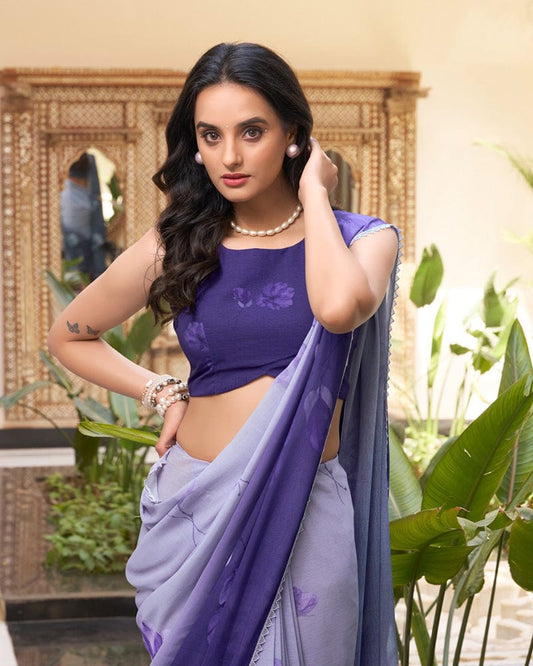 lavender Color Weightless Marble Saree
