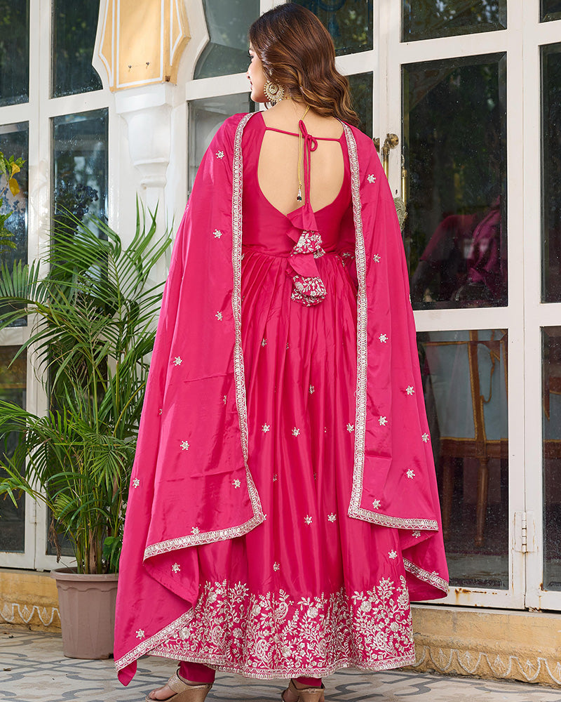 Pink Color American Silk Thred with Sequnce work Gown