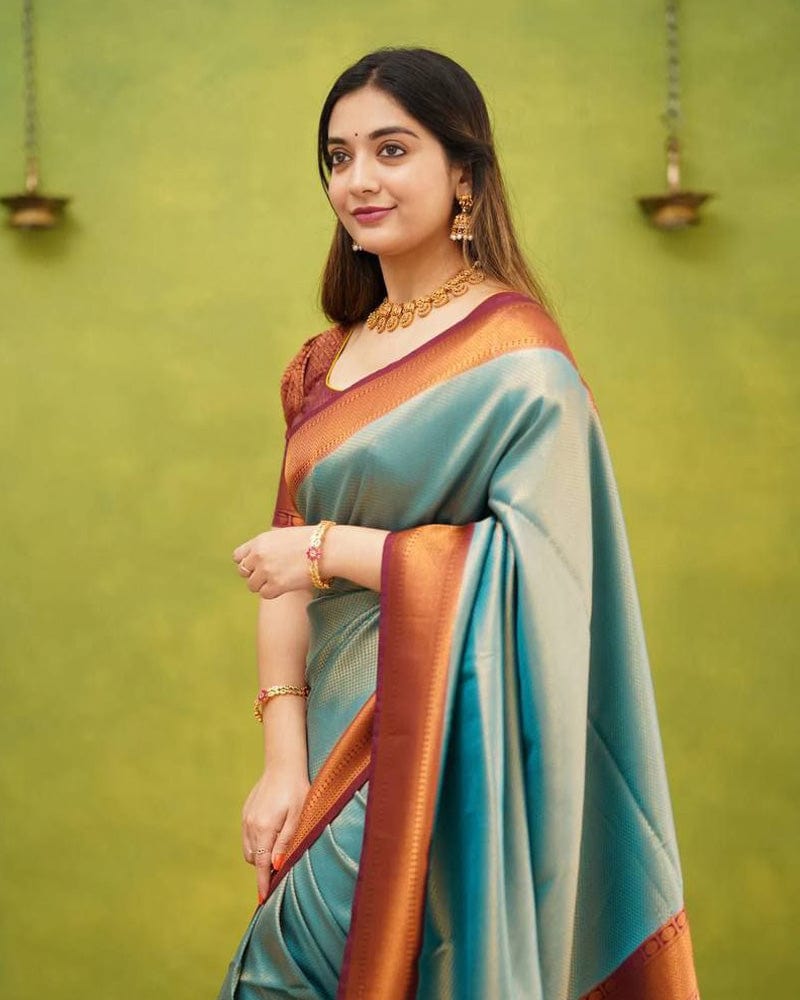 Gray Soft Lichi Silk Saree