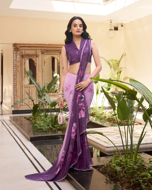 Purple Color Weightless Marble Saree