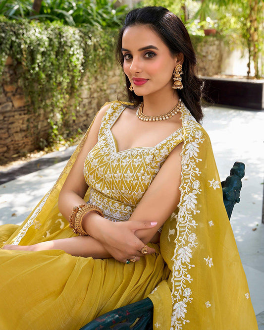 Yellow Color Gold Crush Lehenga Choli