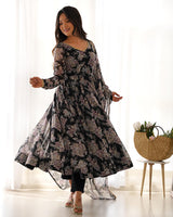 Black Color Georgette Three Piece Anarkali Suit