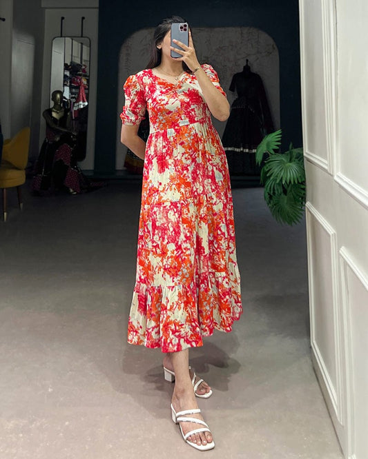 4 Color Printed And Foil Work Rayon Tunic