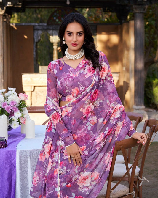 Onion Color Weightless Marble Saree
