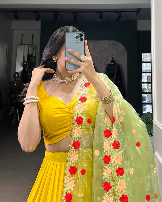 Mustard Color Georgette Lehenga Choli