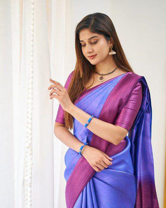 Lavender Soft Banarasi Silk Saree With Exclusive Jacquard Border