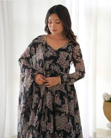 Black Color Georgette Three Piece Anarkali Suit