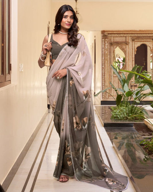 Chikoo Color Weightless Marble Saree