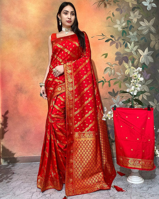 Red Color Viscose Dolla Silk Saree