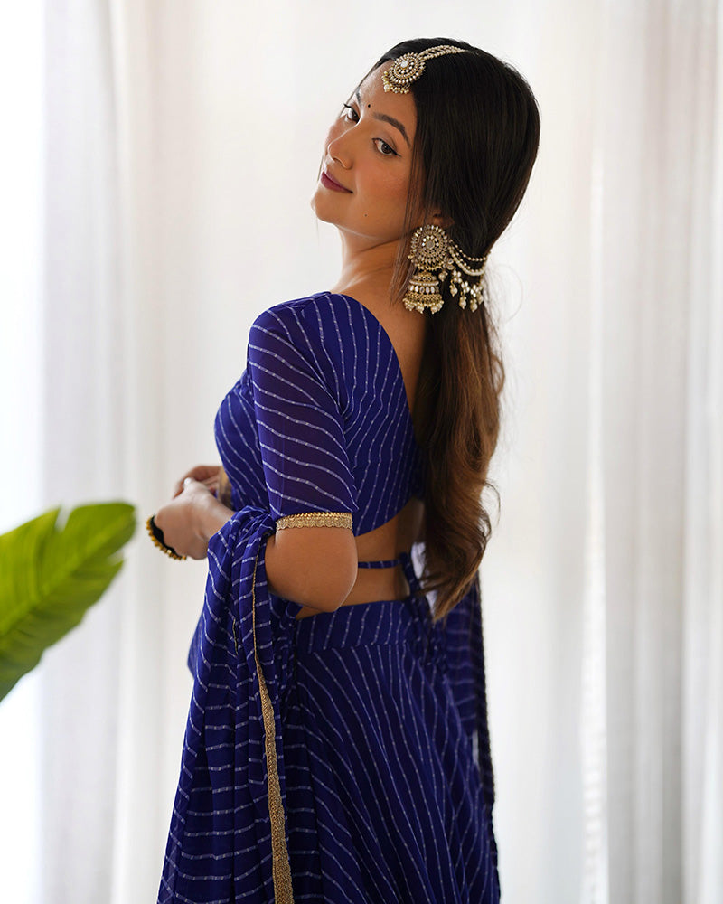 Royal Blue Color Soft Georgette Laheriya Printed Lehenga Choli