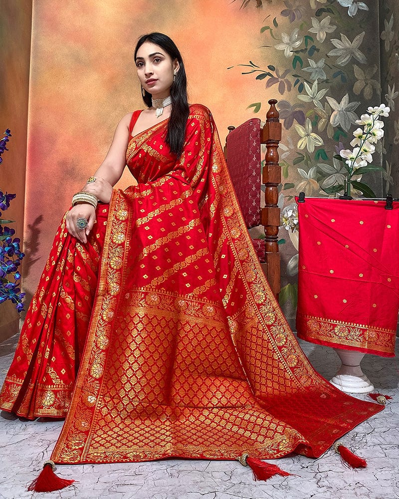 Red Color Viscose Dolla Silk Saree