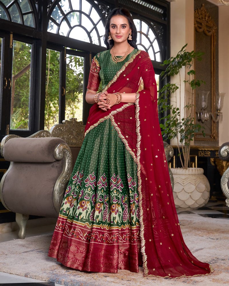 Green Color Kanchipuram Lehenga Choli