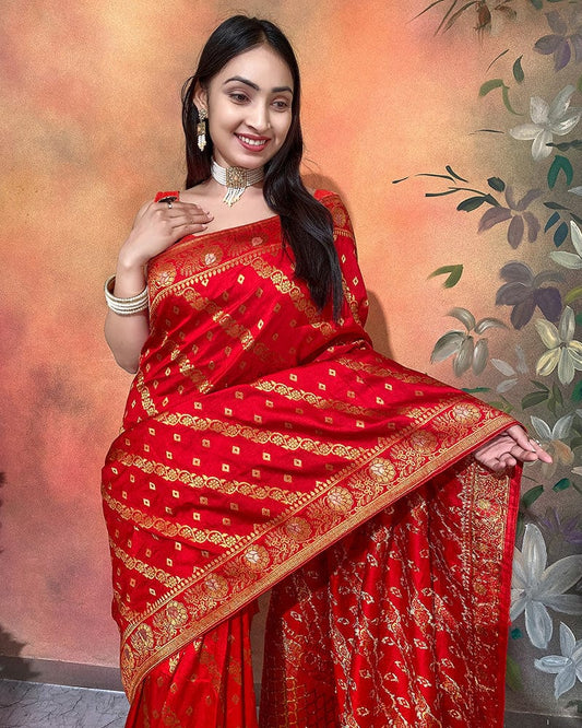 Red Color Viscose Dolla Silk Saree
