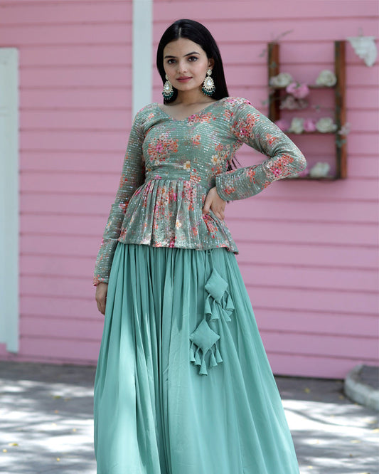 Rama Color Designer Sequins Embroidery  Ready to Wear Lehenga Choli