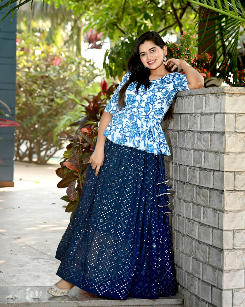 Sky Blue color Designer Readymade Lehenga Choli