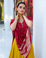 Yellow Color Pure Chanderi Plain Lehenga Choli