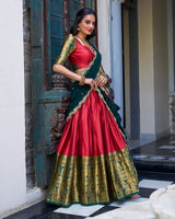 Red Color Narayan Pattu Silk Designer Lehenga Choli