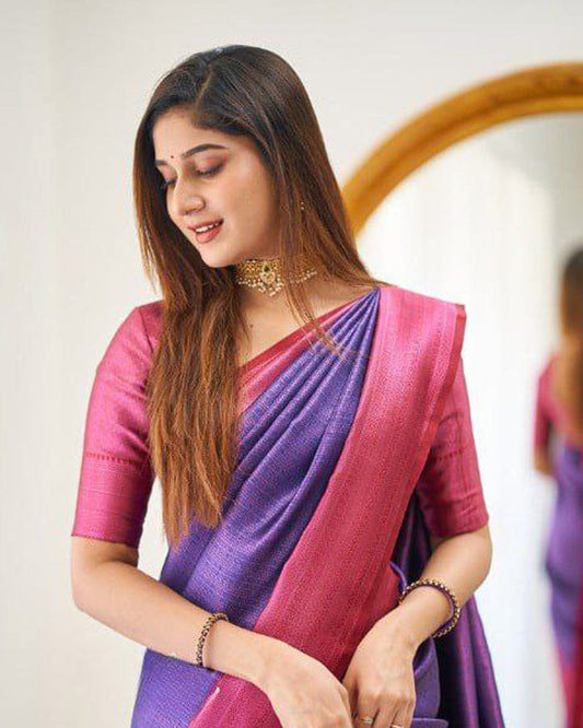 Wine Banarasi Silk Saree With Exclusive Jacquard Border