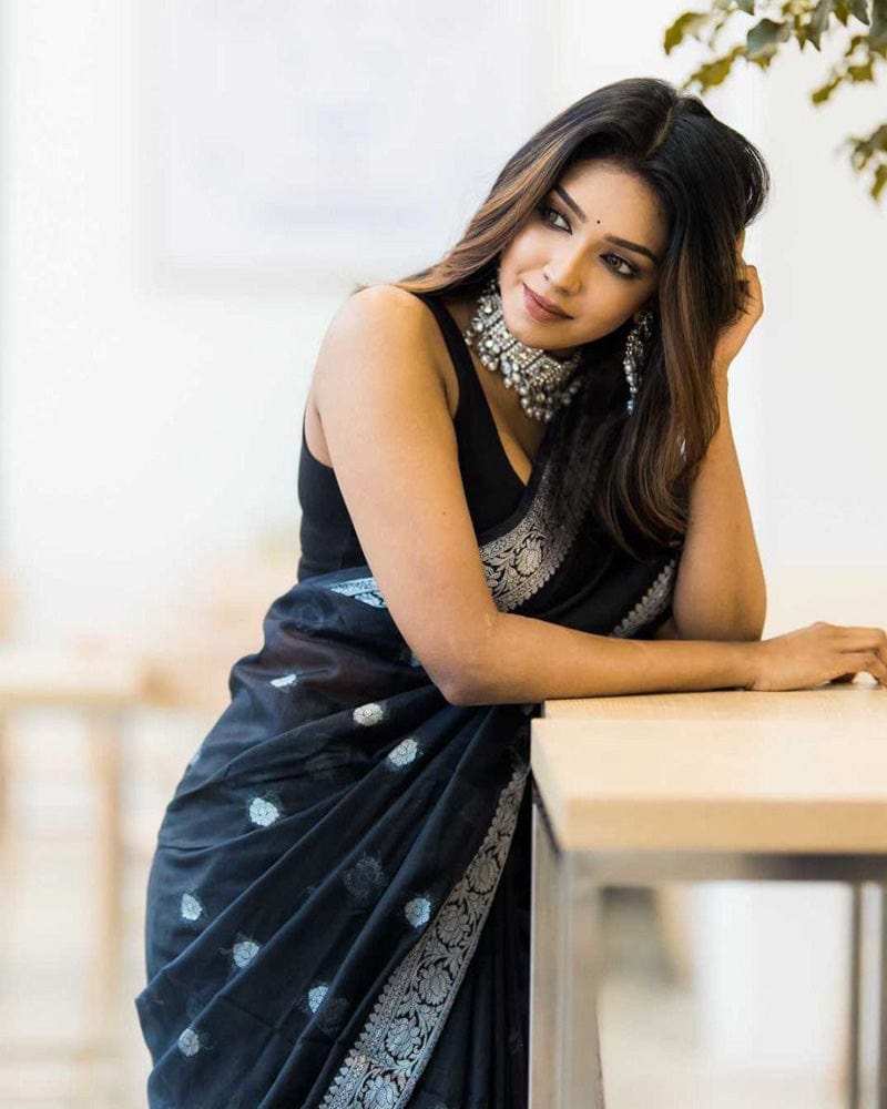 New Design Black Color Soft Cotton Saree