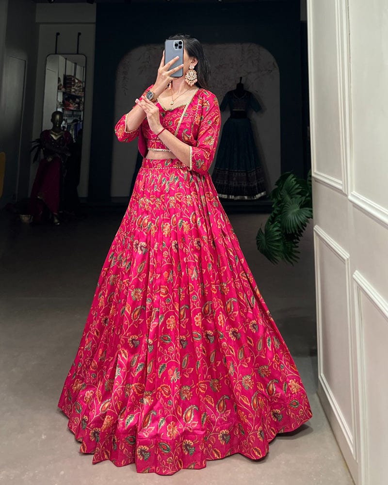 Pink Color Tussar Silk Lehenga Choli