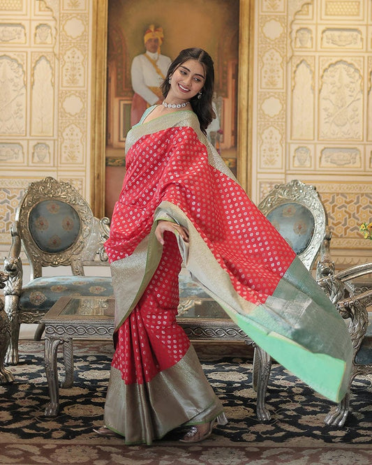 Red Color Small Butti Kanjivaram Soft Silk Saree