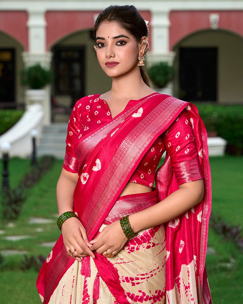 Red Color Dola Silk Shibori Print Lehenga Choli