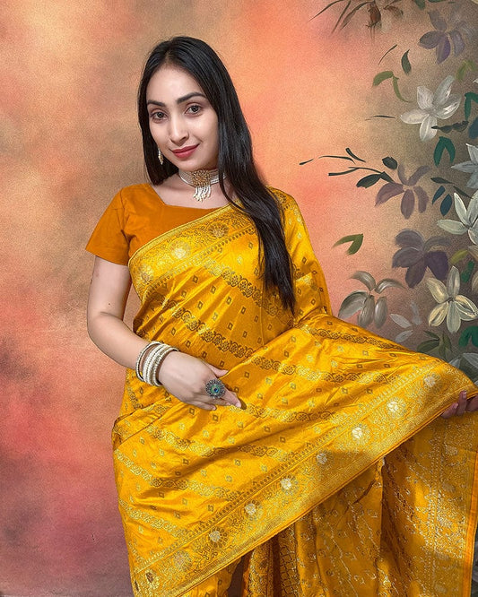 Mustard Color Viscose Dolla Silk Saree