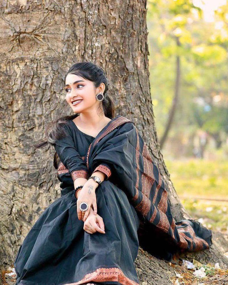 Copper Black color Soft Silk Saree