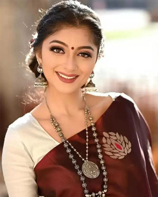 Maroon Color Banarasi Soft Silk Saree