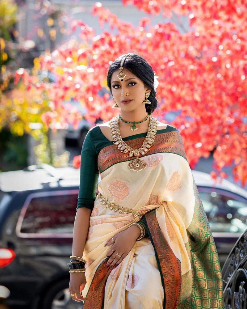 Copper white Color Soft Silk Saree With Exclusive Border