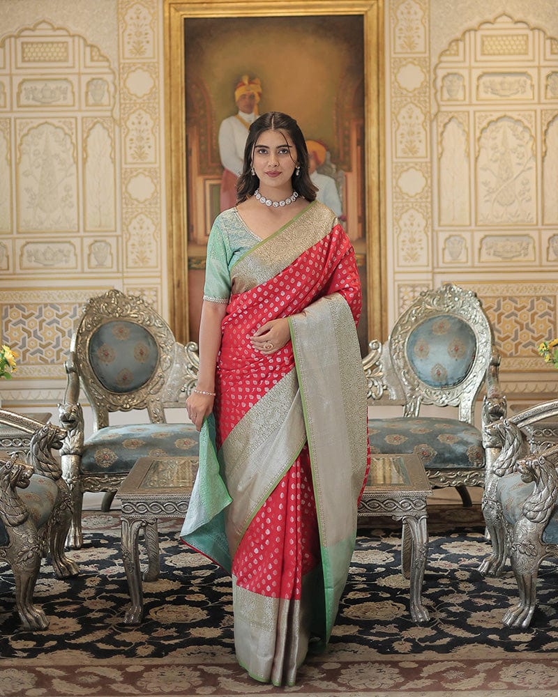 Red Color Small Butti Kanjivaram Soft Silk Saree