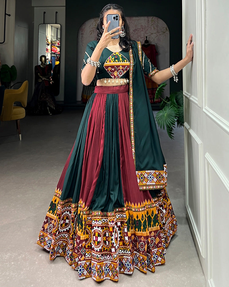 Maroon Color Rayon Printed Navratri Lehenga Choli