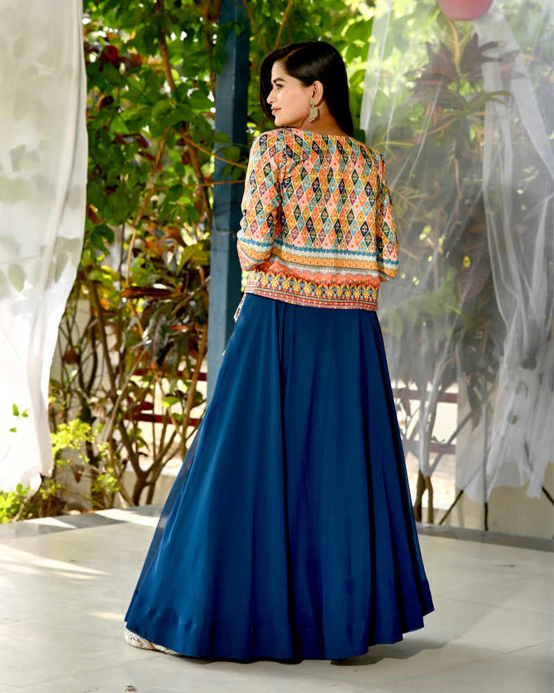 Navy Blue Color Designer Sequins Embroidery Ready to Wear Lehenga Choli