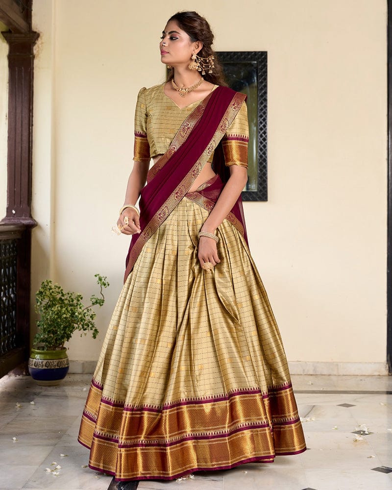 Chikoo Color Cotton Silk Designer Lehenga Choli