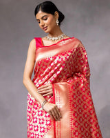 Red Color Banarasi Jacquard Soft Silk Saree