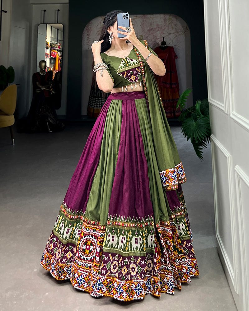 Wine Color Rayon Printed Navratri Lehenga Choli