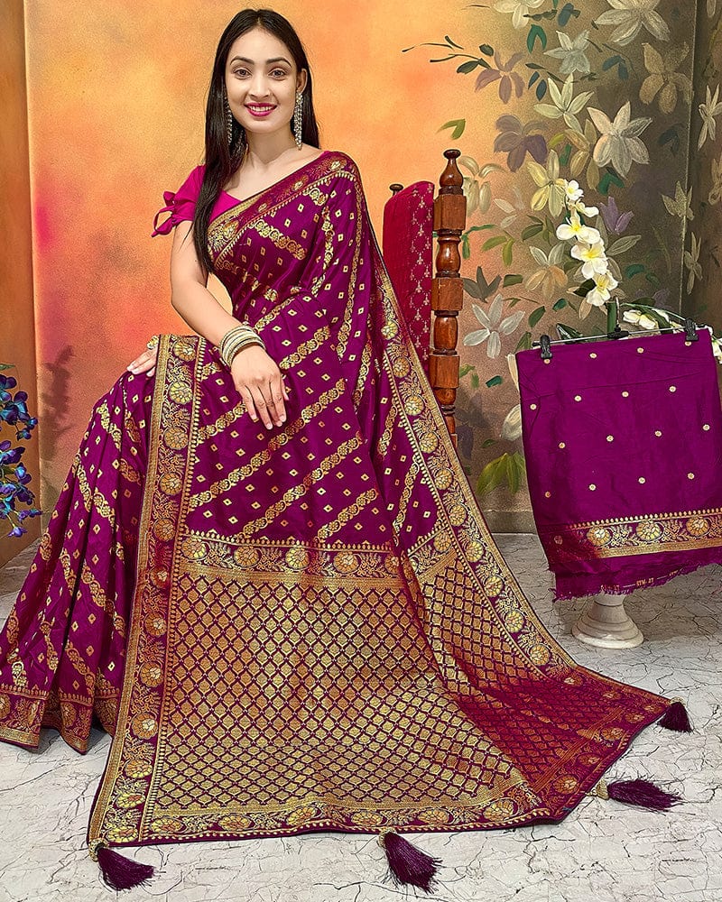 Wine Color Viscose Dolla Silk Saree