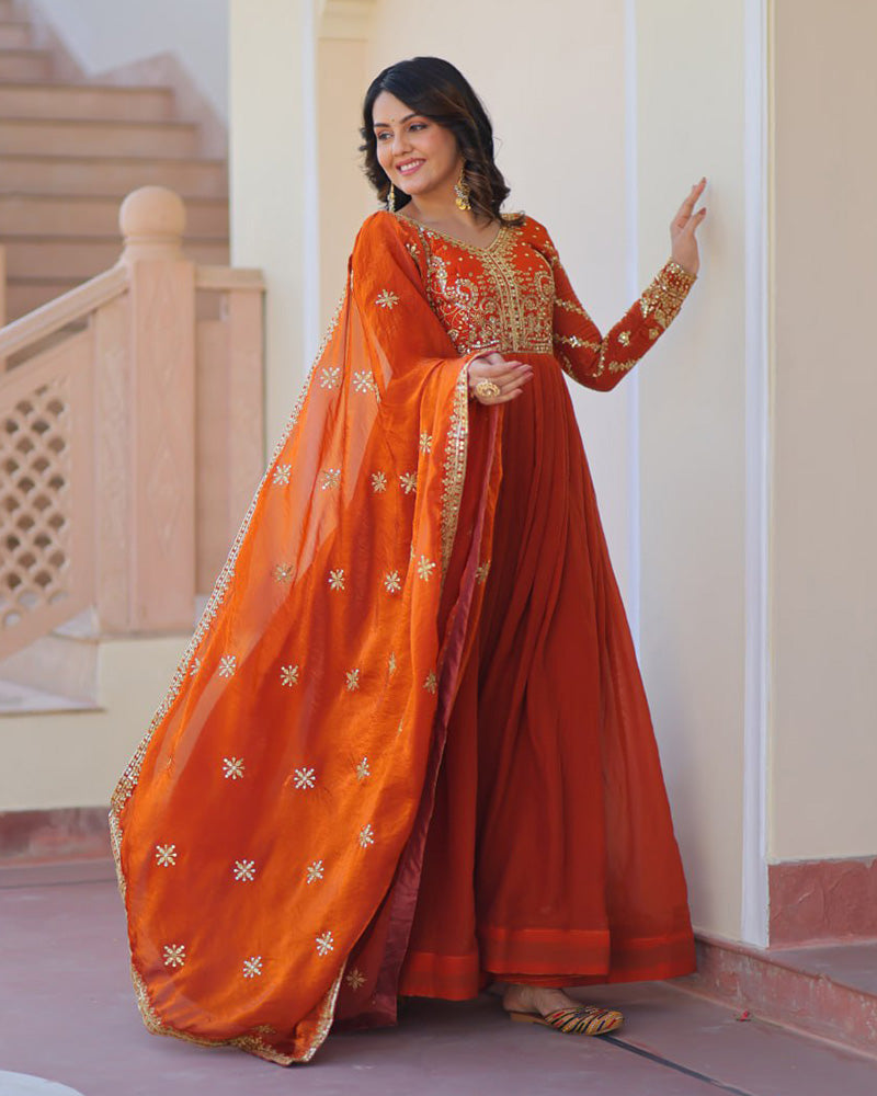 Fenta Color Fendi Embroidered Gown