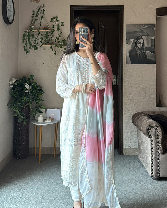 Off White Georgette Pakistani Suit