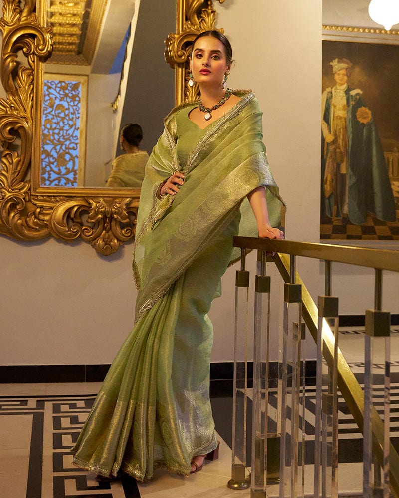 Pista Color Weightless Tissue Shimmer Saree