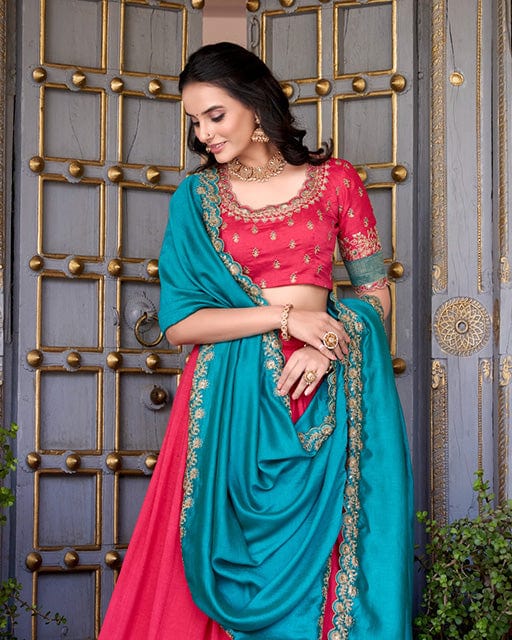 Pink Color Vichitra Silk Sequins Lehenga Choli