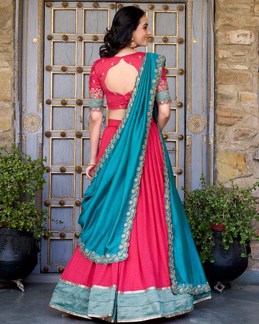 Pink Color Vichitra Silk Sequins Lehenga Choli