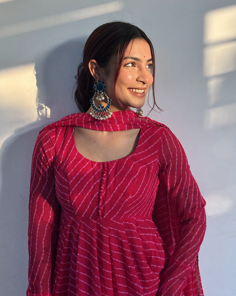 Simran Bagga In Rani Pink Color Georgette Three Piece Anarkali Suit