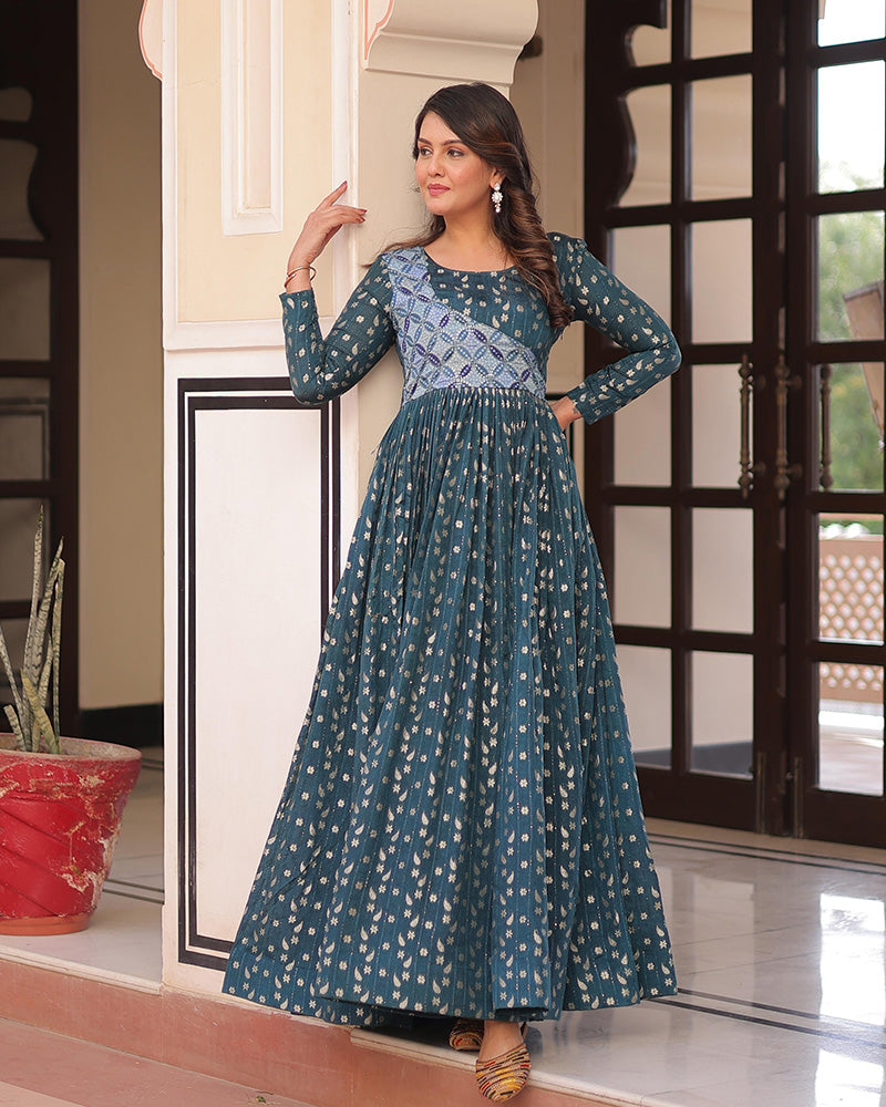 Premium Rama Color Jacquard Gown