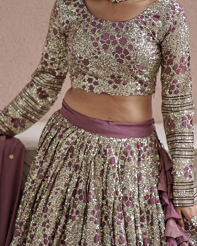 Wedding Wear Onion Color Soft Georgette Embroidery Lehenga Choli