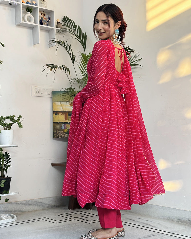 Simran Bagga In Rani Pink Color Georgette Three Piece Anarkali Suit